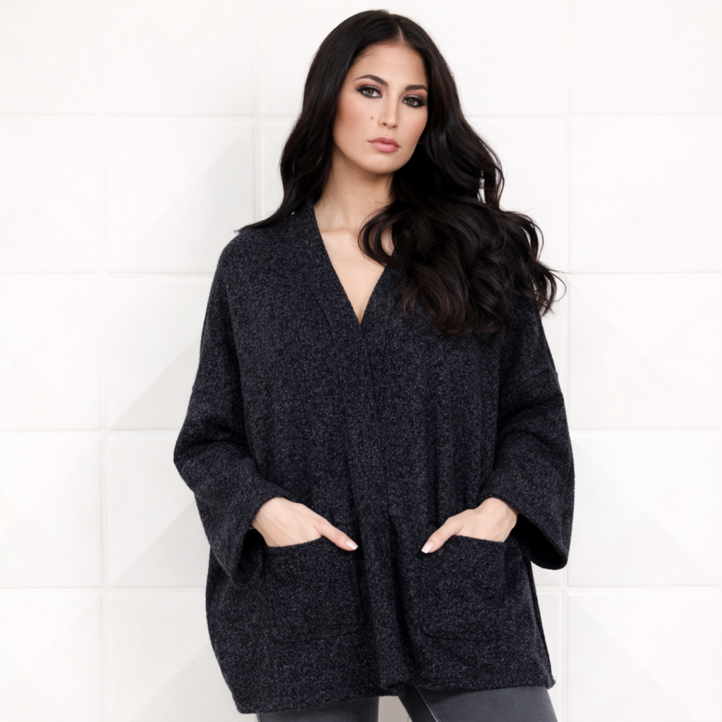 Camille Short Open Cardigan W/ Pockets