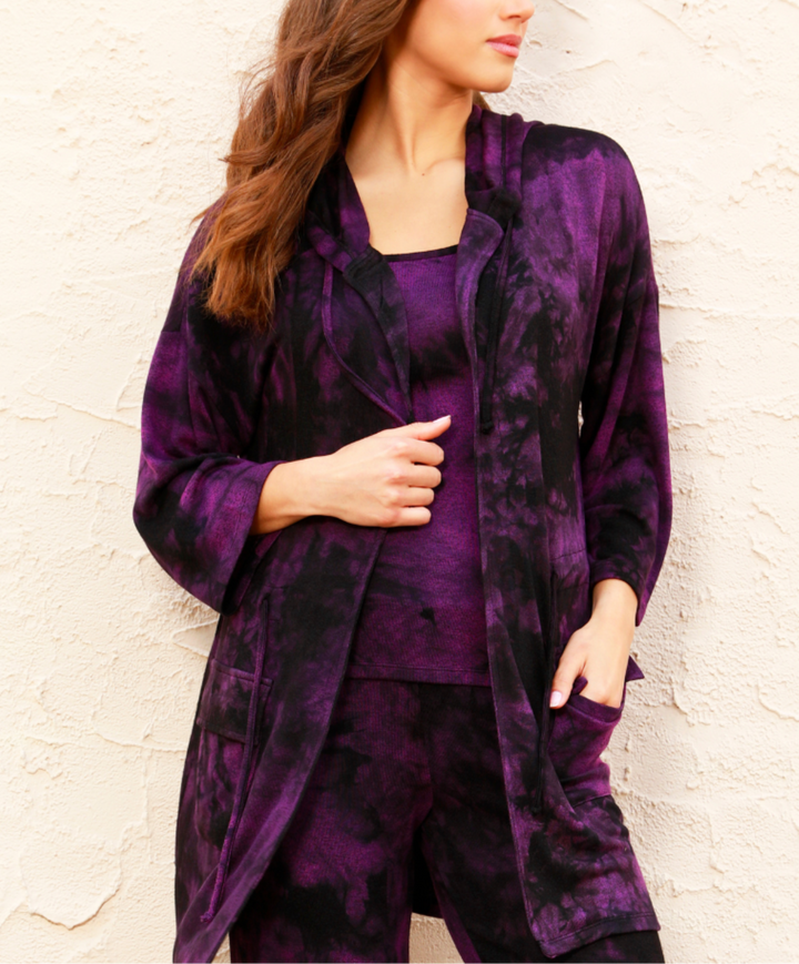 Marble Wash Drawstring Cardigan