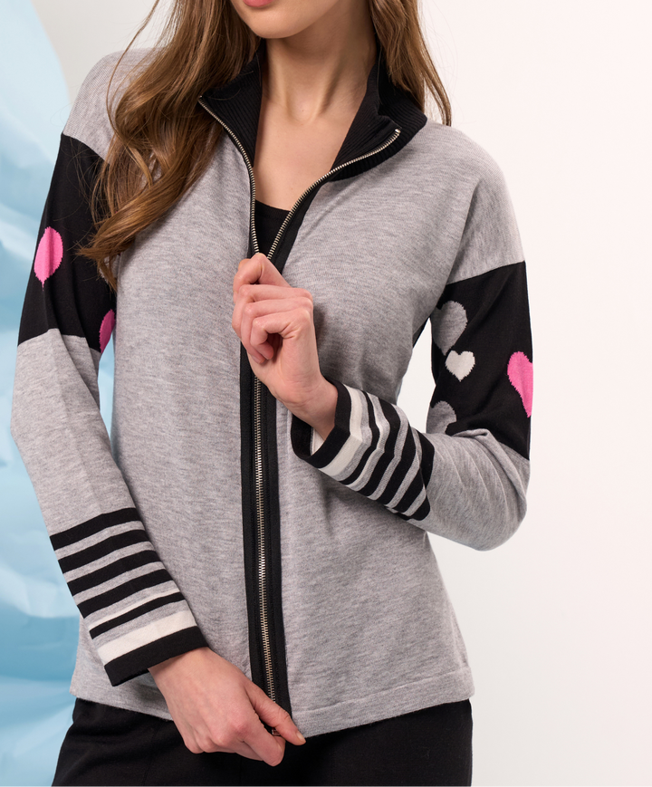Heart Detail Zip Up Jacket