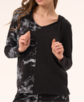 Abstract Print Two Tone V-Neck Hoodie